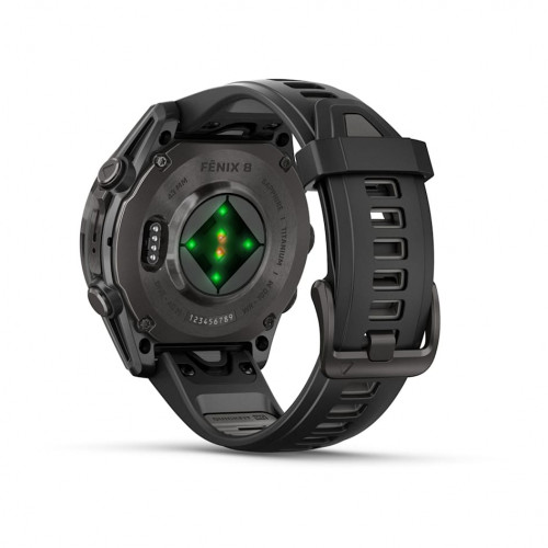 Fenix 8 - 43 мм, AMOLED Sapphire, угольно-черный DLC, пепельно-серый ремешок