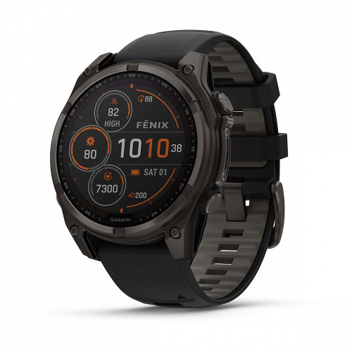 Fenix 8 - 47 мм Solar, Sapphire, титановый угольно-серый DLC с черным ремешком