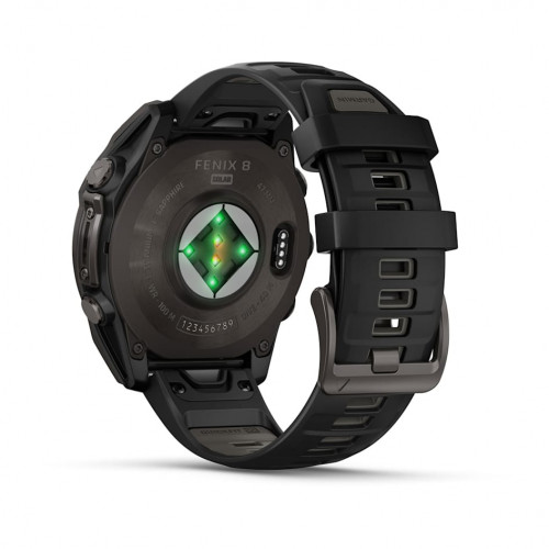 Fenix 8 - 47 мм Solar, Sapphire, титановый угольно-серый DLC с черным ремешком