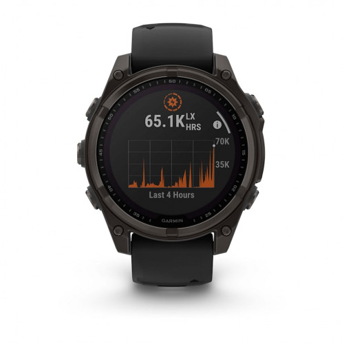 Fenix 8 - 47 мм Solar, Sapphire, титановый угольно-серый DLC с черным ремешком