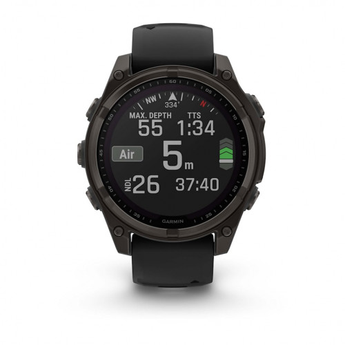 Fenix 8 - 47 мм Solar, Sapphire, титановый угольно-серый DLC с черным ремешком