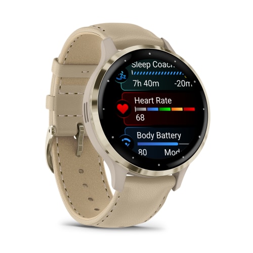 Venu 3S soft gold grey leather band